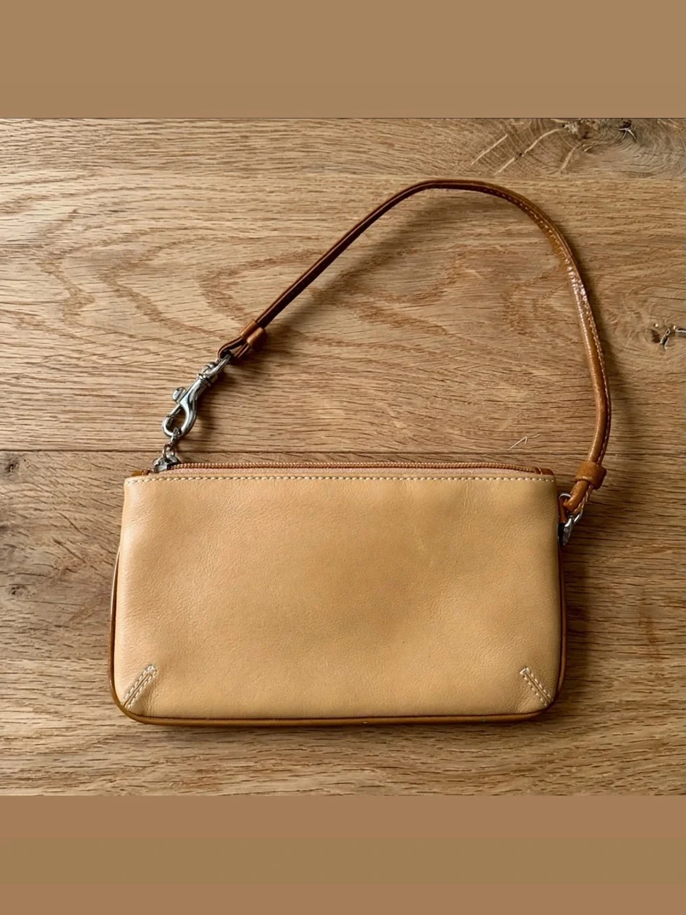 Coach Tan Leather Wristlet Clutch
